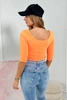 Bluse Rundhalsausschnitt orange neon