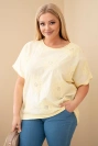 Moteriška medvilninė palaidinė Plus Size su siuvinėtomis gėlėmis geltona