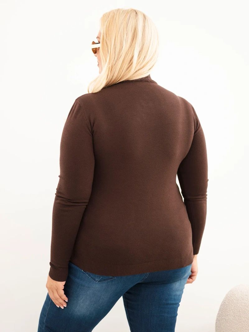 Damenpullover Plus Size aus Viskose mit Rollkragen dunkelbraun