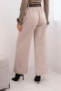 Women's elegant trousers with a belt and wide leg beige