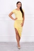 Asimetriška geltona suknelė