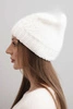 Women's winter wool hat with decorative embossing K474 white