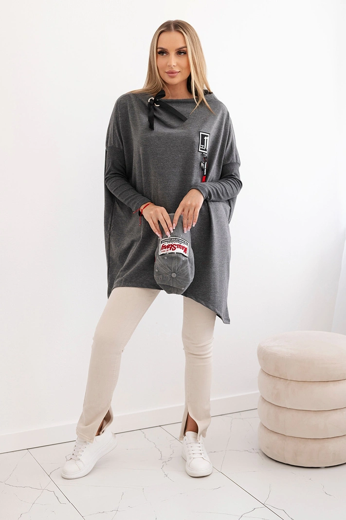 Oversize-Sweatshirt mit asymmetrischen Seiten graphit