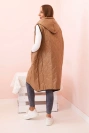 Women's quilted Plus Size vest with a hood, zippered camel