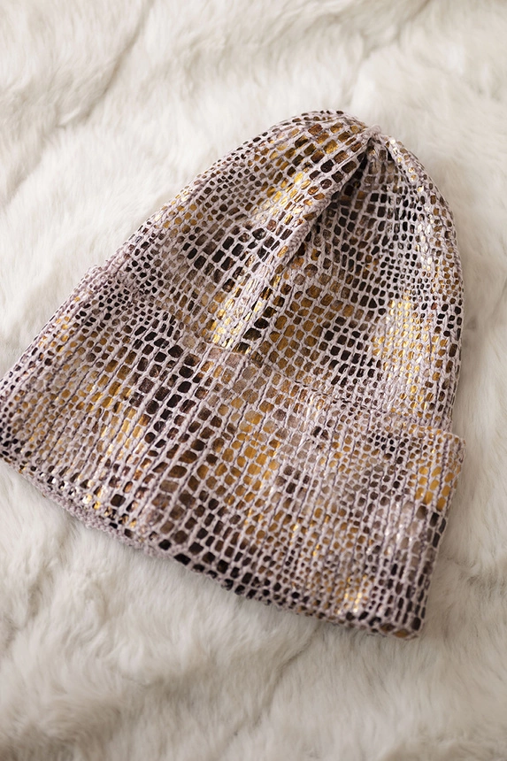 Mütze mit Mohair Leopard K233 puderrosa