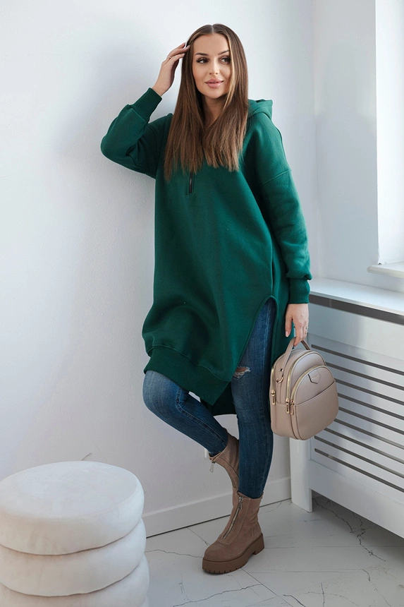 Warm-up Sweatshirt mit Seitenschlitzen dunkelgrün