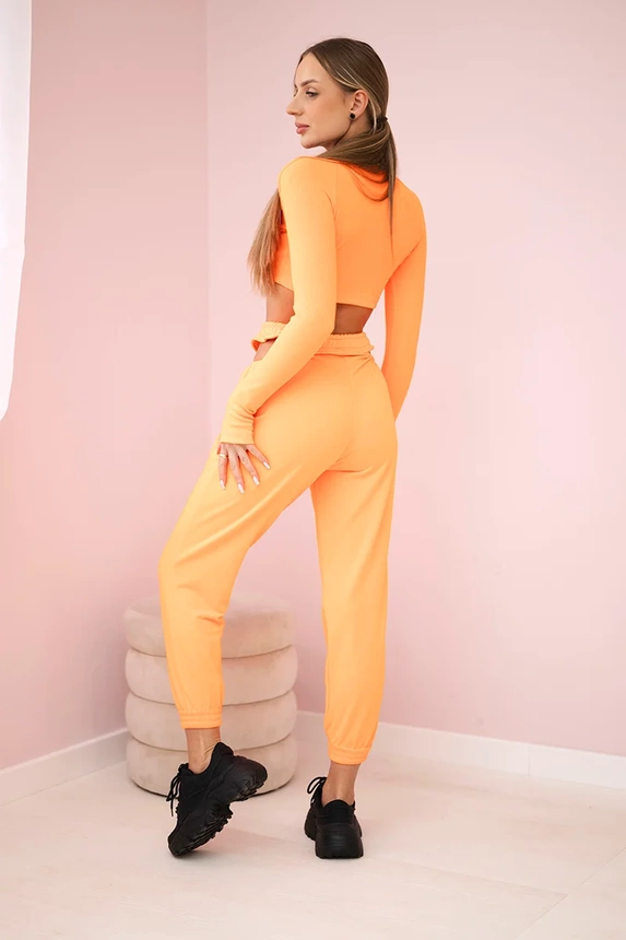 Set mit Blusentop orange neon