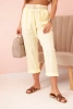 Women's linen cotton pants with a belt - yellow
