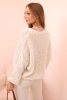 Women's sweater with a V-neck and buttons beige