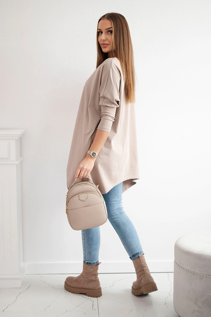 Oversize-Bluse dunkelbeige