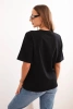 Damen T-Shirt mit Minimal-Druck Baumwolle schwarz
