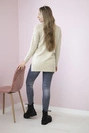 Sweater with stand-up collar beige