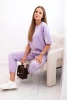 Women's viscose set with short sleeves and trousers light purple