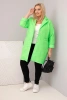 Plus Size women's quilted jacket with decorative buttons and collar neon green