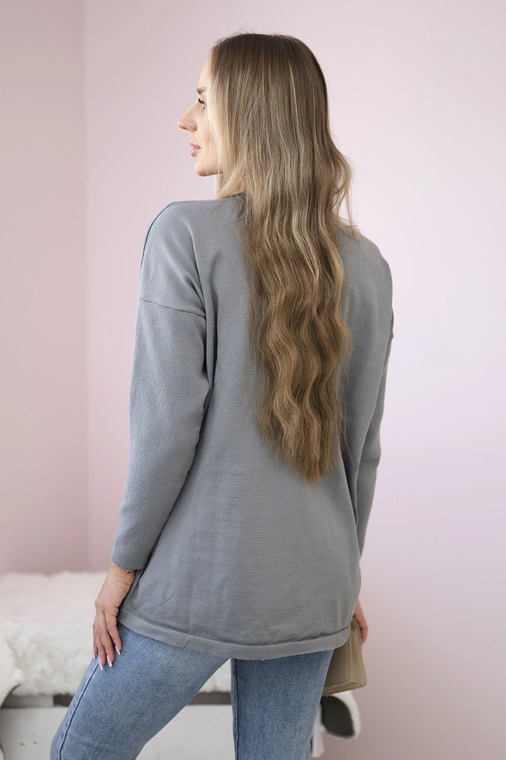 Sweater with front pockets grey