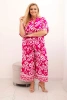 Dámská plus size viskózová souprava s geometrickým potiskem fuchsiová