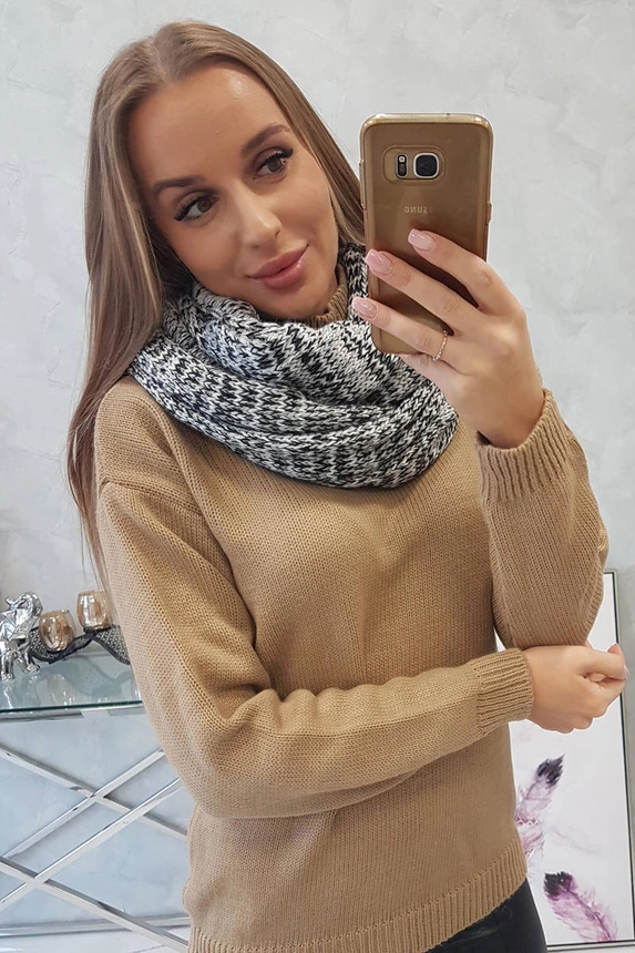 KN15 Damen Snood grau+schwarz