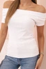 Women's cotton blouse with a V-neck and print white
