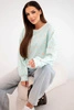 Women's viscose sweatshirt with small flowers and long sleeves mint
