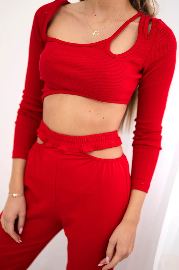 Set mit Blusentop rot