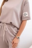 Women's viscose set with short sleeves and trousers dark beige