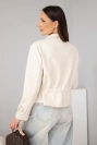Women's suede jacket with pockets and a waistband beige