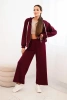 Women's set with wide-leg pants and zip-up sweatshirt plum
