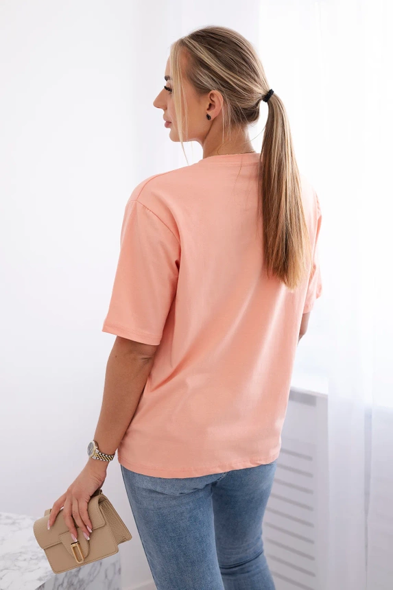 Cotton blouse with heart print apricot