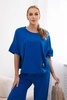 Cotton set blouse + trousers cornflower blue