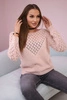 Džemperis su ažūriniais papuošimais pudros rožinės spalvos