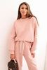 Damenanzug aus Butterstoff mit lockerer Bluse und Hose mit dem Schriftzug LOVE dunkelpuderrosa