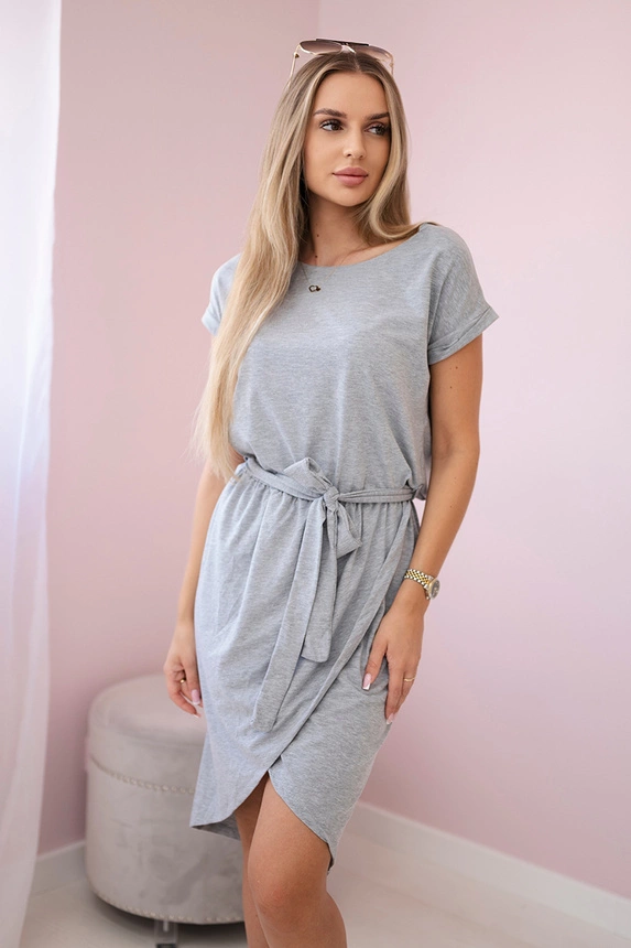 Stufenkleid mit Umschlagboden grau