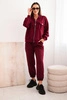 Damen-Set aus Viskose mit offener Jacke und Hose butterfarben pflaumenfarben