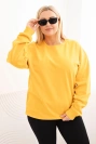 Damen Sweatshirt Plus Size aus Baumwolle Basic mit Rundhalsausschnitt senfgelb
