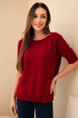 Damenpullover aus Viskose mit kurzen Ärmeln bordeaux