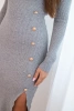 Women's ribbed dress with a turtleneck and decorative buttons gray