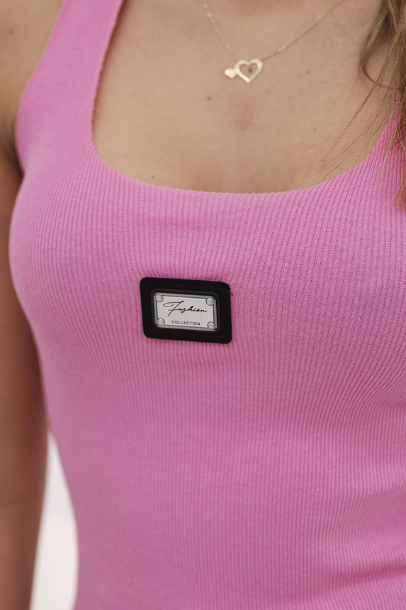 Gerippte Bluse mit Bluse rosa