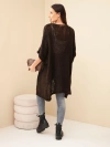 Women's oversized loose knit open-front sweater brown