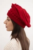 Women's winter wool hat with a loose fit and decorative weave K378 red