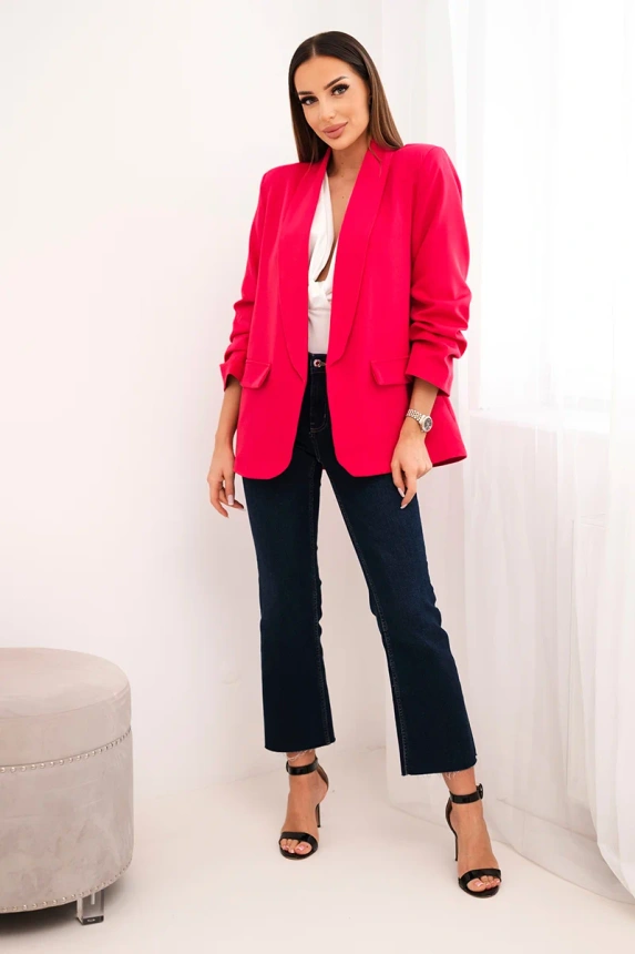Elegant jacket with lapels fuchsia