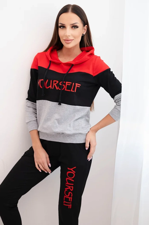 Set with print Yourself  red+black