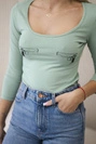 Body blouse with pistols print dark mint