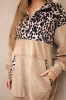 Velor dress with a leopard pattern camel
