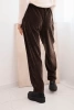 Women's viscose pants with a scarf belt brown