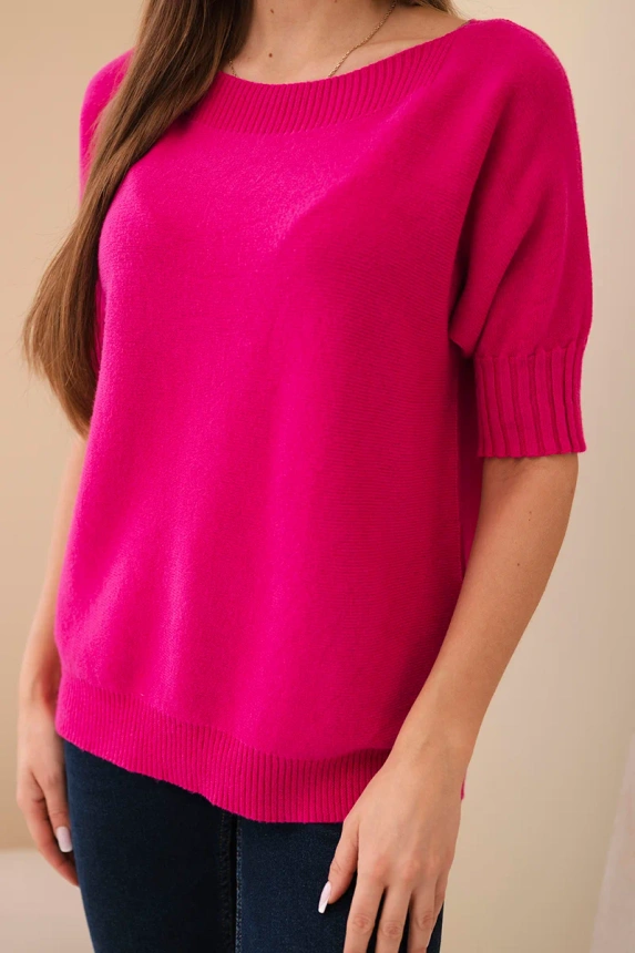 Women's viscose short-sleeve sweater fuchsia