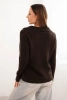 Women's sweater made of baby alpaca with a collar and V-neck brown
