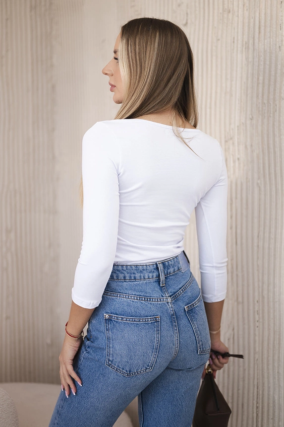 Body blouse with pistols print white