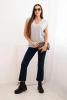 Women's sleeveless viscose sweater with pockets and V-neck gray