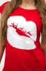 Blouse with lips print red