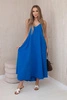 Muslin dress with straps cornflower blue
